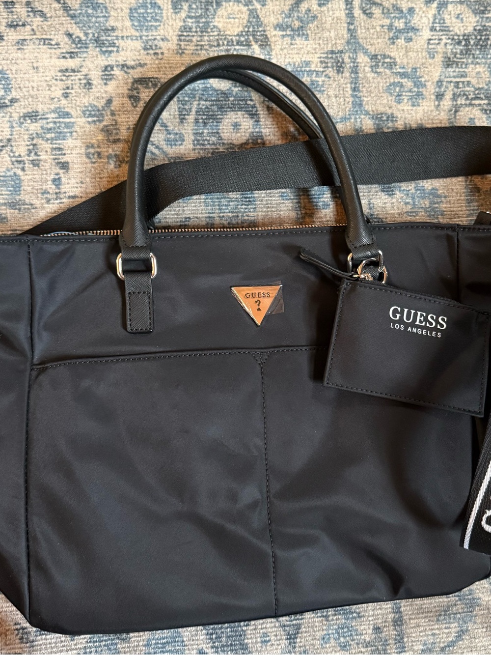 GUESS Black Tote with Branded Strap